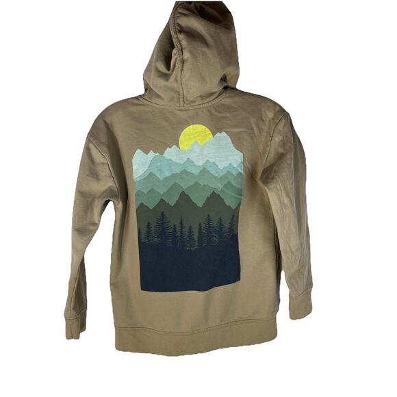 Tommy Bahama Hoodie Sweatshirt Youth M Khaki Tan Mountains Woods Skiing Hoodie - Picture 1 of 6